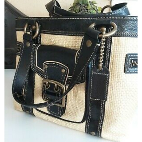 COACH Legacy Raffia Leather & Straw(Matching Wristlet Available) - Picture 8 of 15